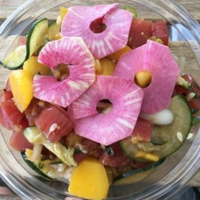 Gluten-free poke bowl with mango from The Poke Shack